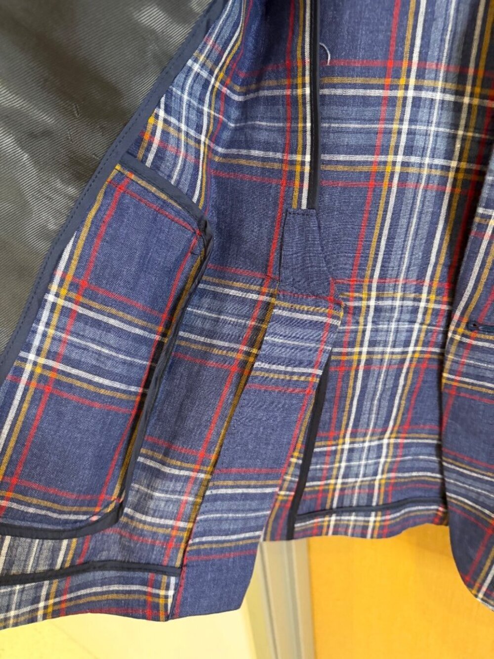 Bullock & Jones Mens Linen Blazer Sport Coat 42 Tall Blue Plaid Notch Classic - Picture 12 of 16